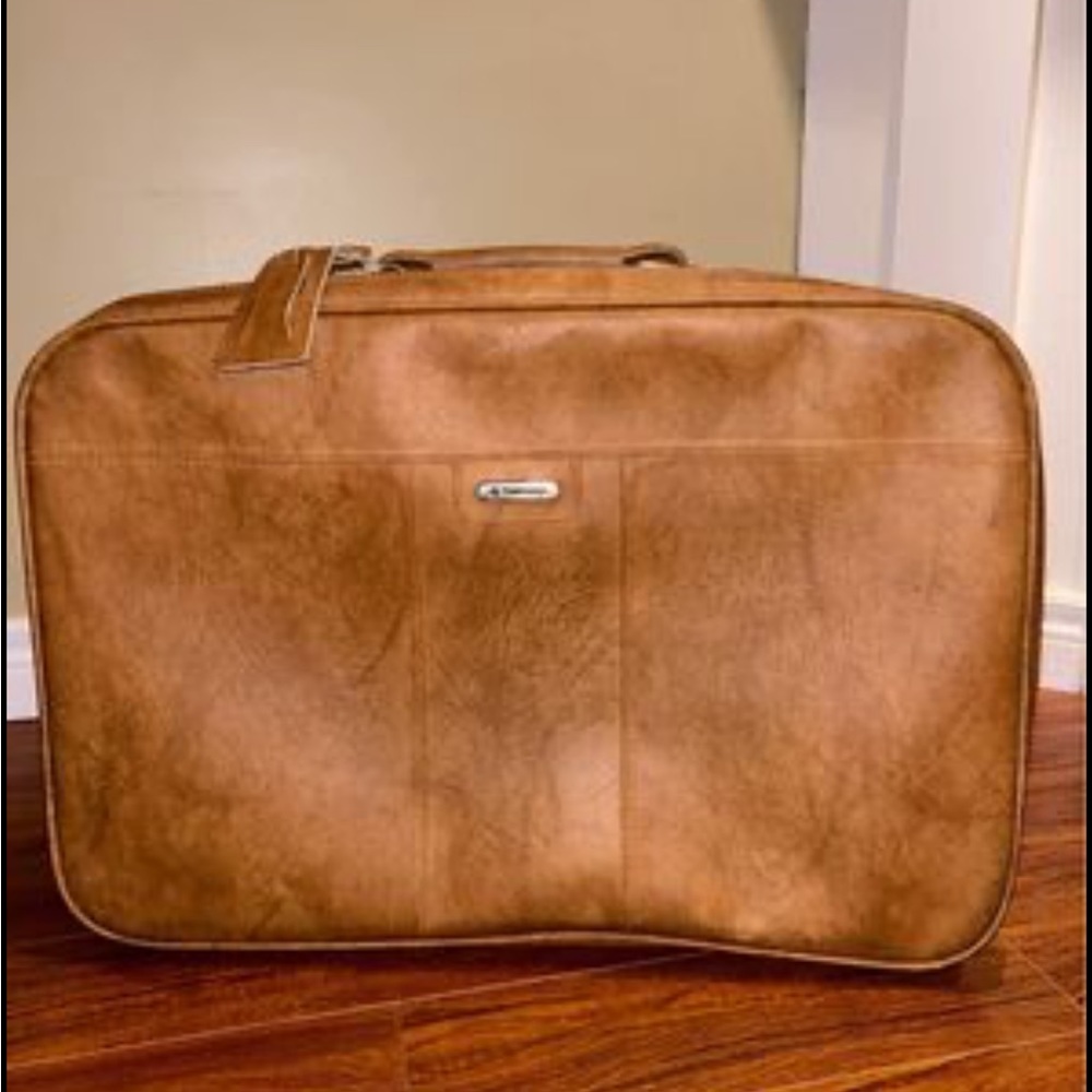 Samsonsite Cordoba Suitcase Brown Faux Leather Vintage